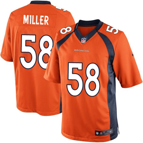 Youth Limited Von Miller Nike Jersey Orange Home - #58 NFL Denver Broncos